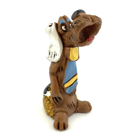 Handmade Clay Figurine The Dog Decorated with Amber