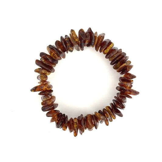 Polished Elastic Chips Cognac Color Bracelet 12g+