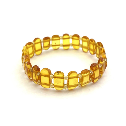 Polished Rounded Square Beads Honey Color Bracelet