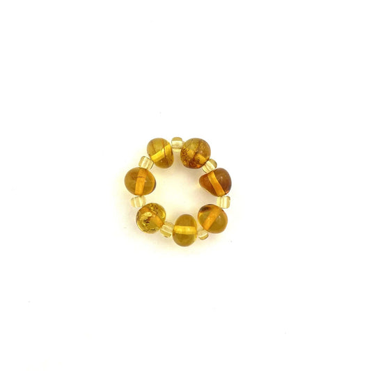 Polished Baroque Beads Honey Color Ring