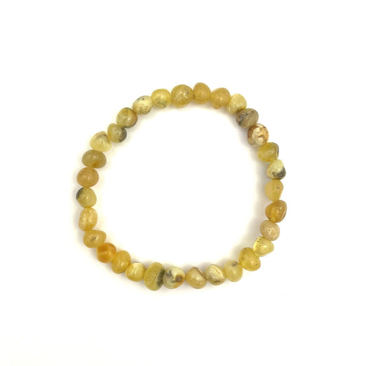 Polished Baroque Amber Beads Light Butter Color Bracelet