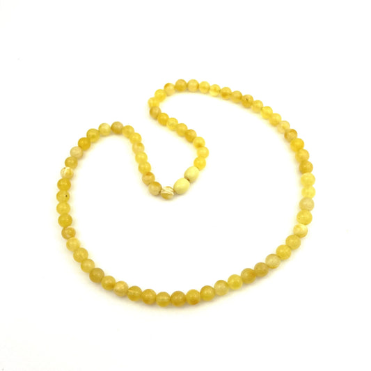 Polished Perfect Round Amber Beads Light Butter Color Necklace