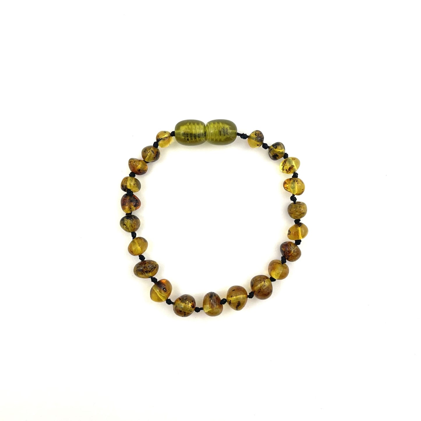 Polished Kids Baroque Beads Light Green Color Amber Bracelet