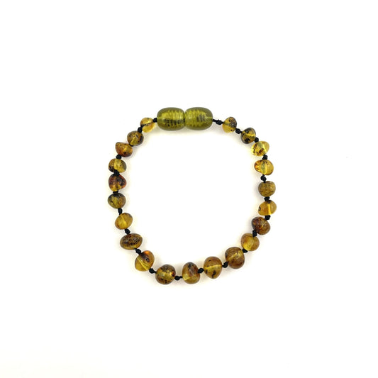 Polished Kids Baroque Beads Light Green Color Amber Bracelet