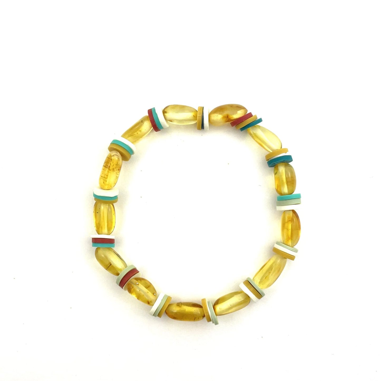 Polished Oval Amber Beads Honey Color Amber Bracelet