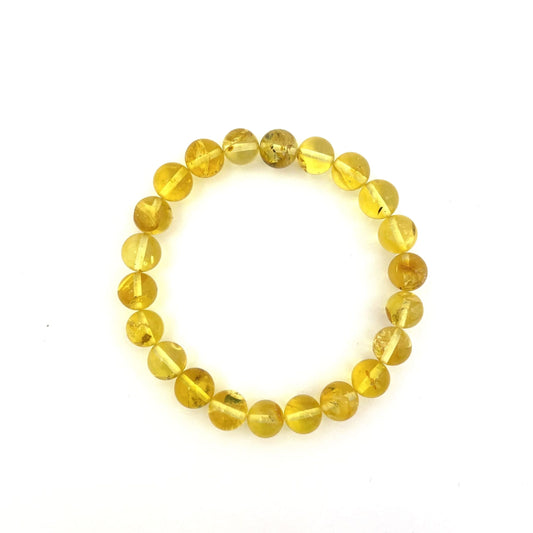 Polished Perfect Round Amber Beads Honey Color Bracelet