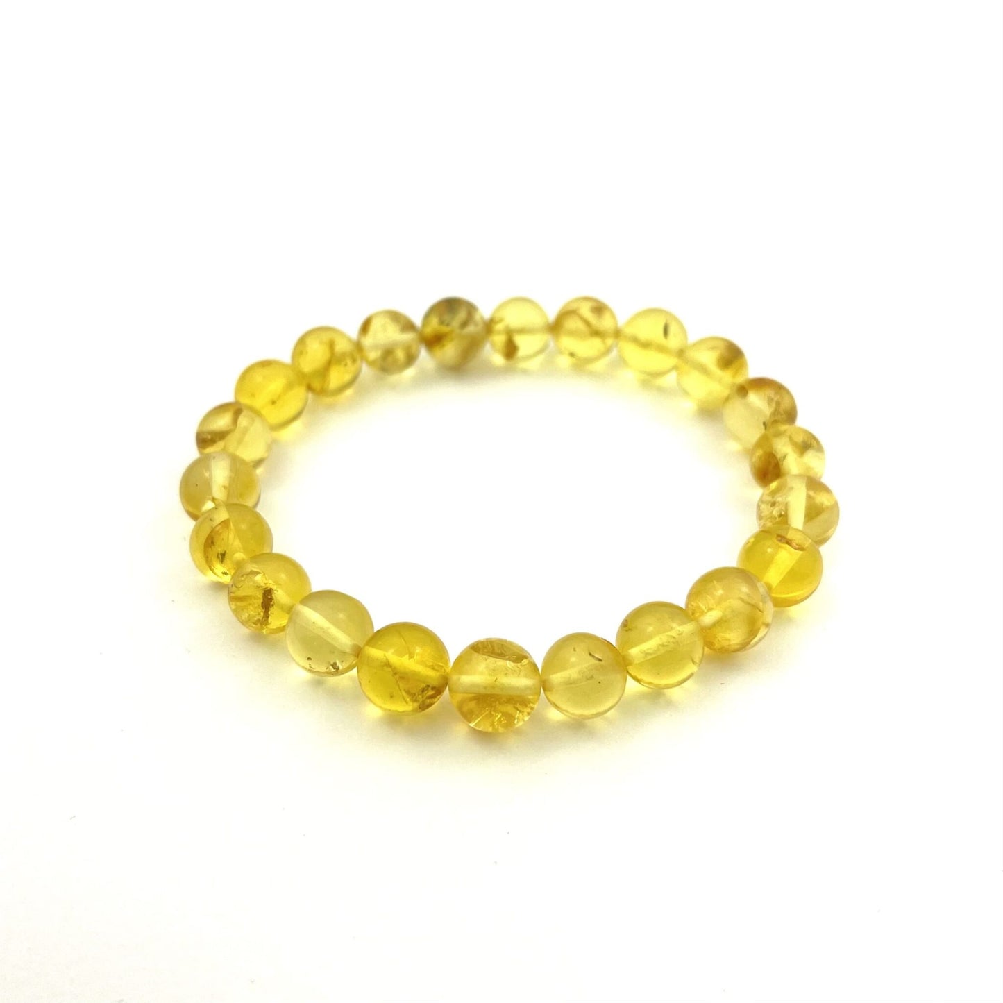 Polished Perfect Round Amber Beads Honey Color Bracelet