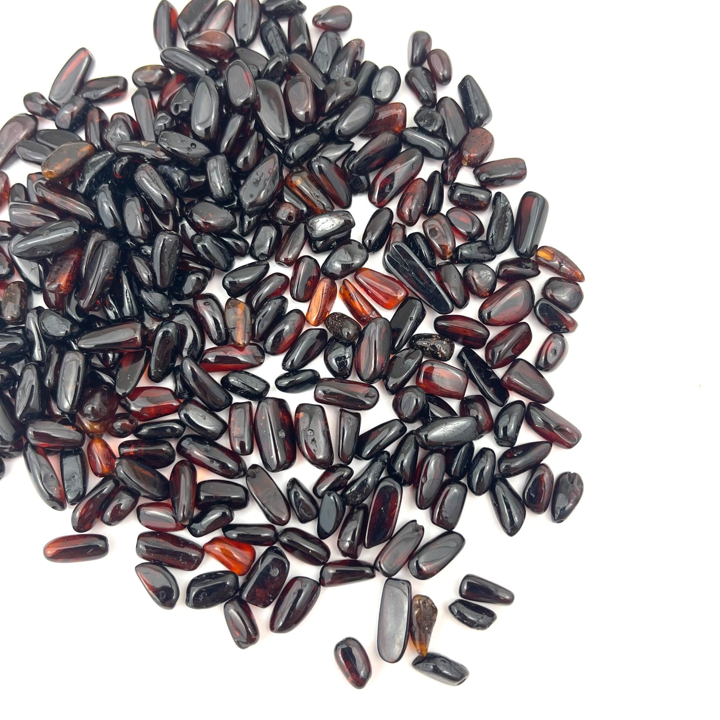 Loose Polished Oval Cherry Color Beads, Drilled, 100g