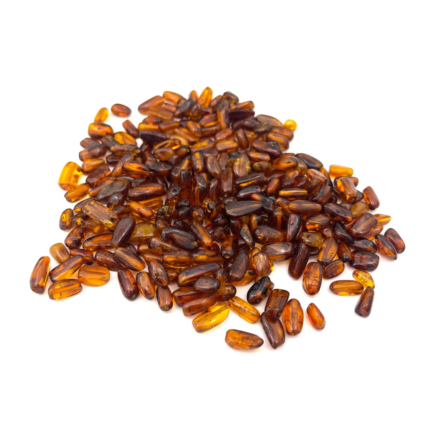 Loose Polished Oval Cognac Color Beads, Drilled, 100g