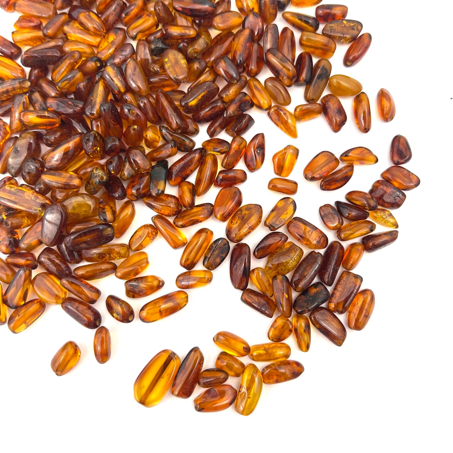 Loose Polished Oval Cognac Color Beads, Drilled, 100g