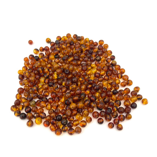 Loose Polished Baroque Cognac Color Beads, 4-6 mm, Drilled, 100g