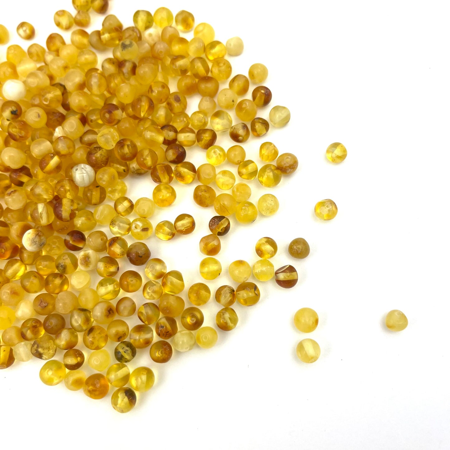 Loose Polished Baroque Butter and Honey Color Beads, Drilled, 100g