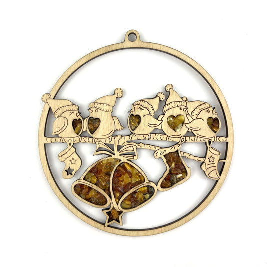 Magnetic Amber Vitrage Souvenir | Christmas Birds