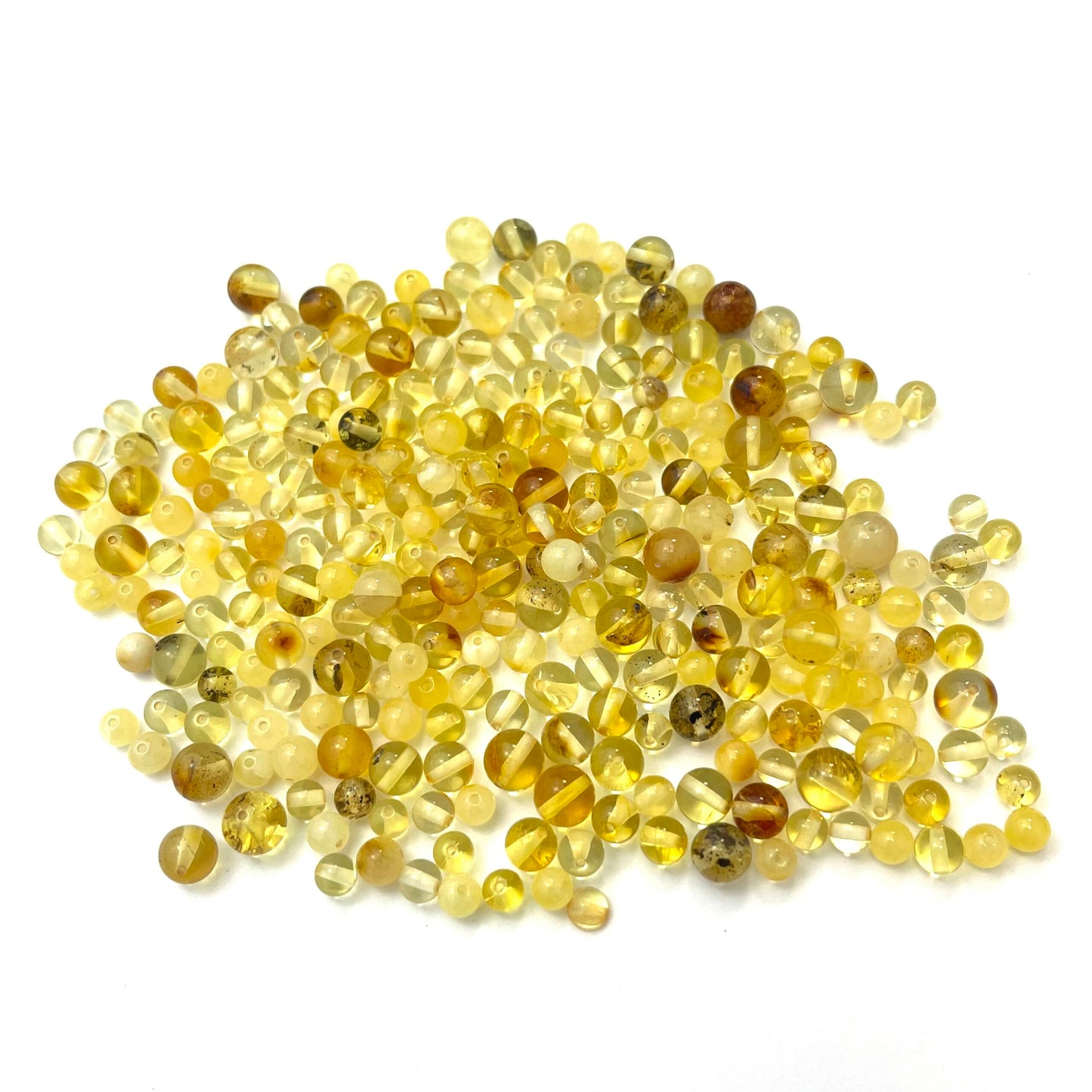 Loose Polished Perfect Round Honey, Butter, Lemon Beads, Drilled, 50g