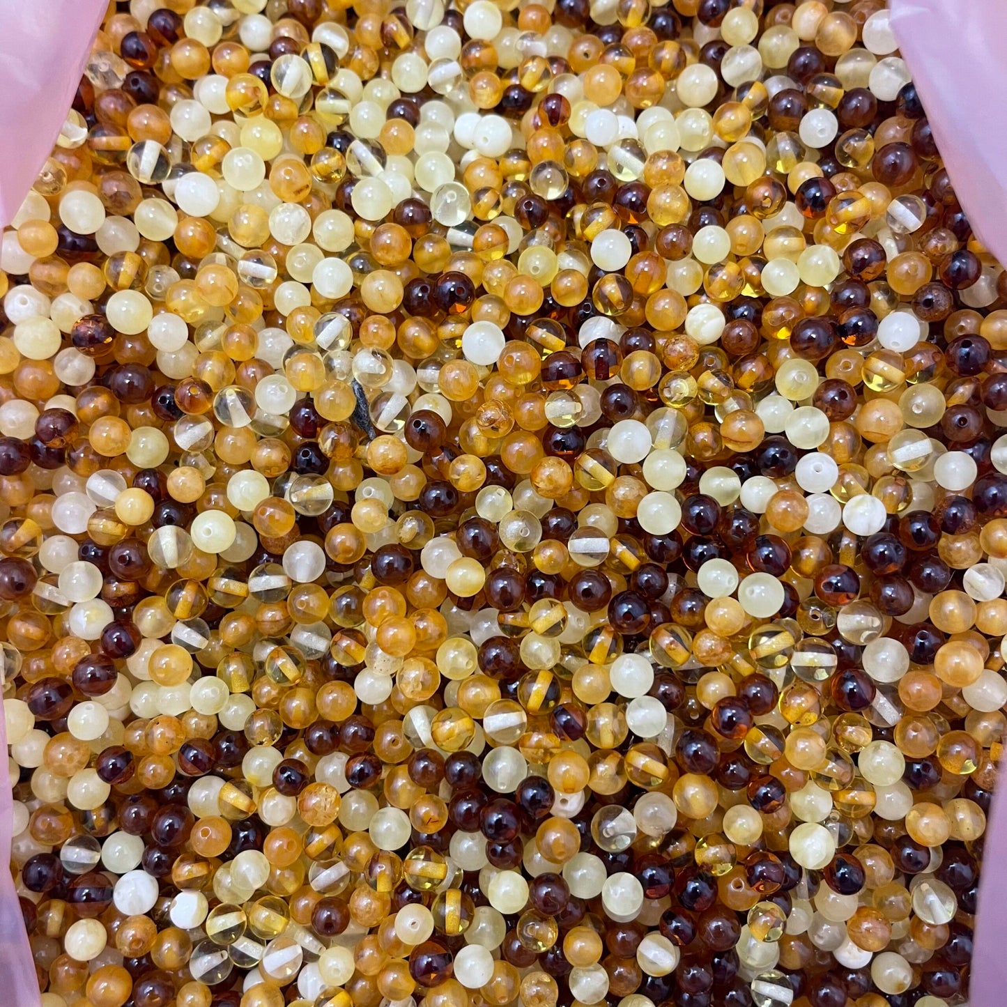 Loose Polished Perfect Round Multicolor Beads, Drilled, 50g