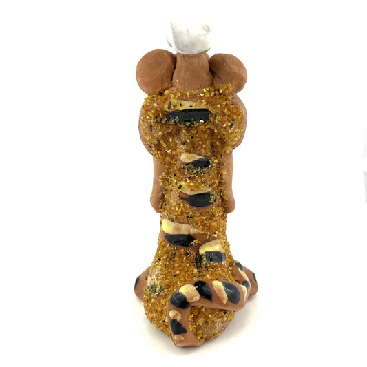 Handmade Clay Figurine The Lion Decorated with Amber