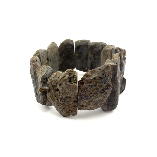 Raw Massive Natural Shaped Beads Green Color Bracelet