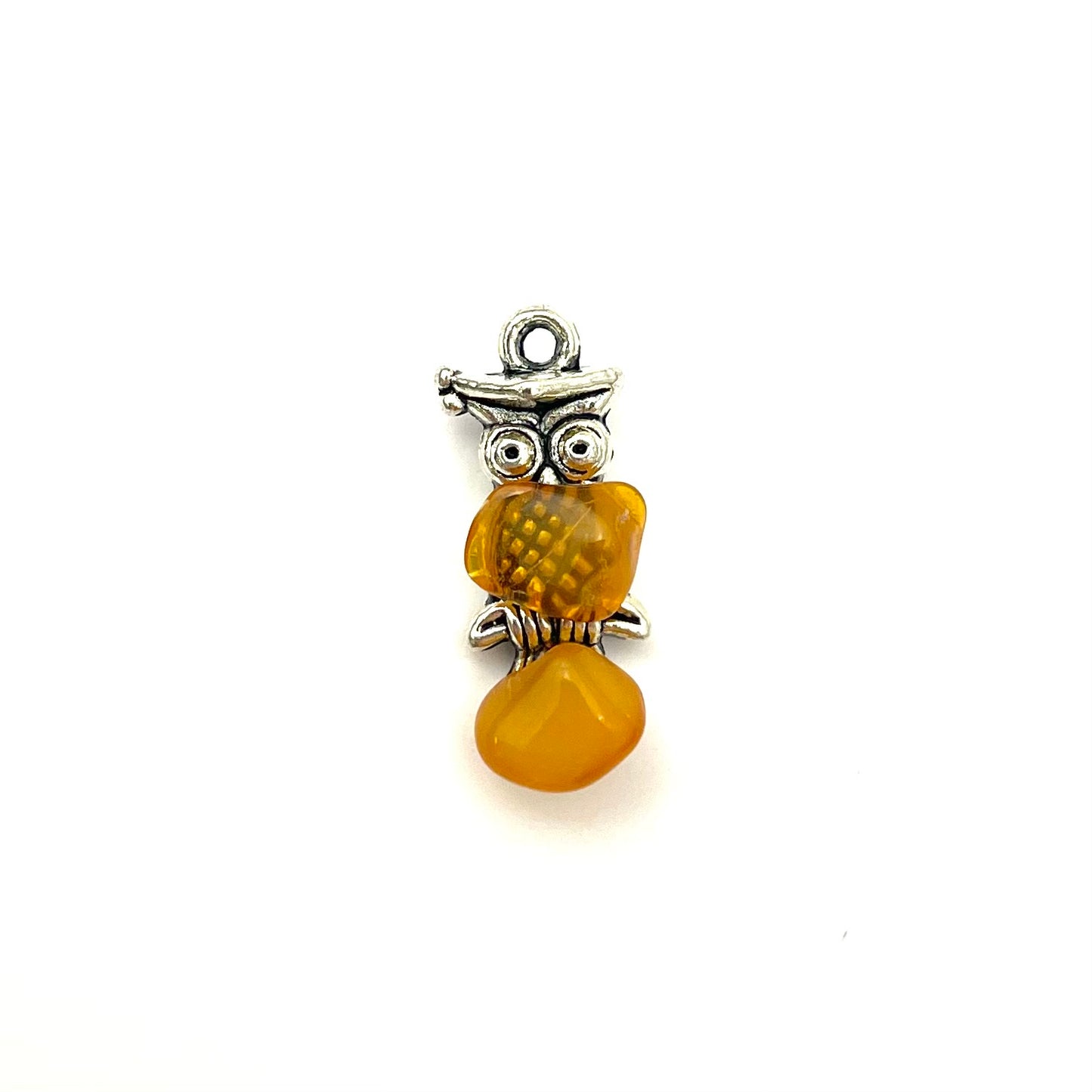 Polished Owl Shape Honey Color Amber Pendant