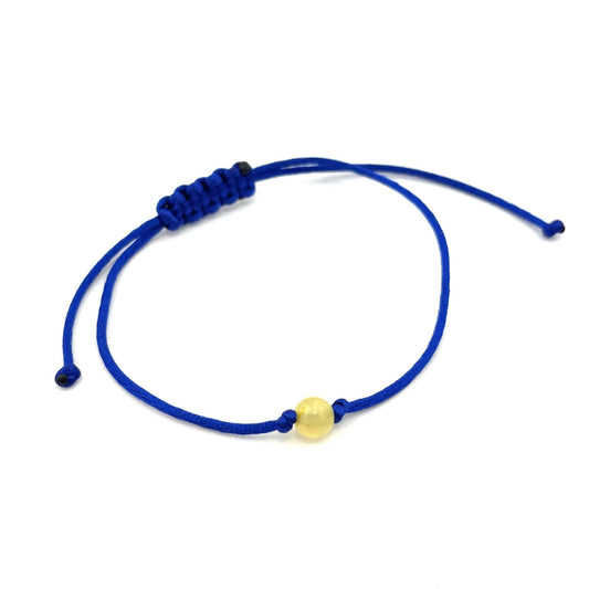 Polished Deep Blue Adjustable Bracelet with Amber Bead