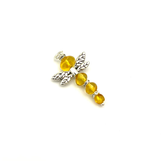 Polished Lemon Color Dragonfly Shaped Pendant