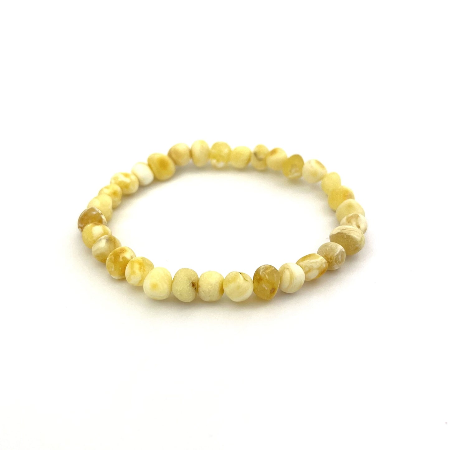 Raw Baroque Amber Beads Butter Color Bracelet