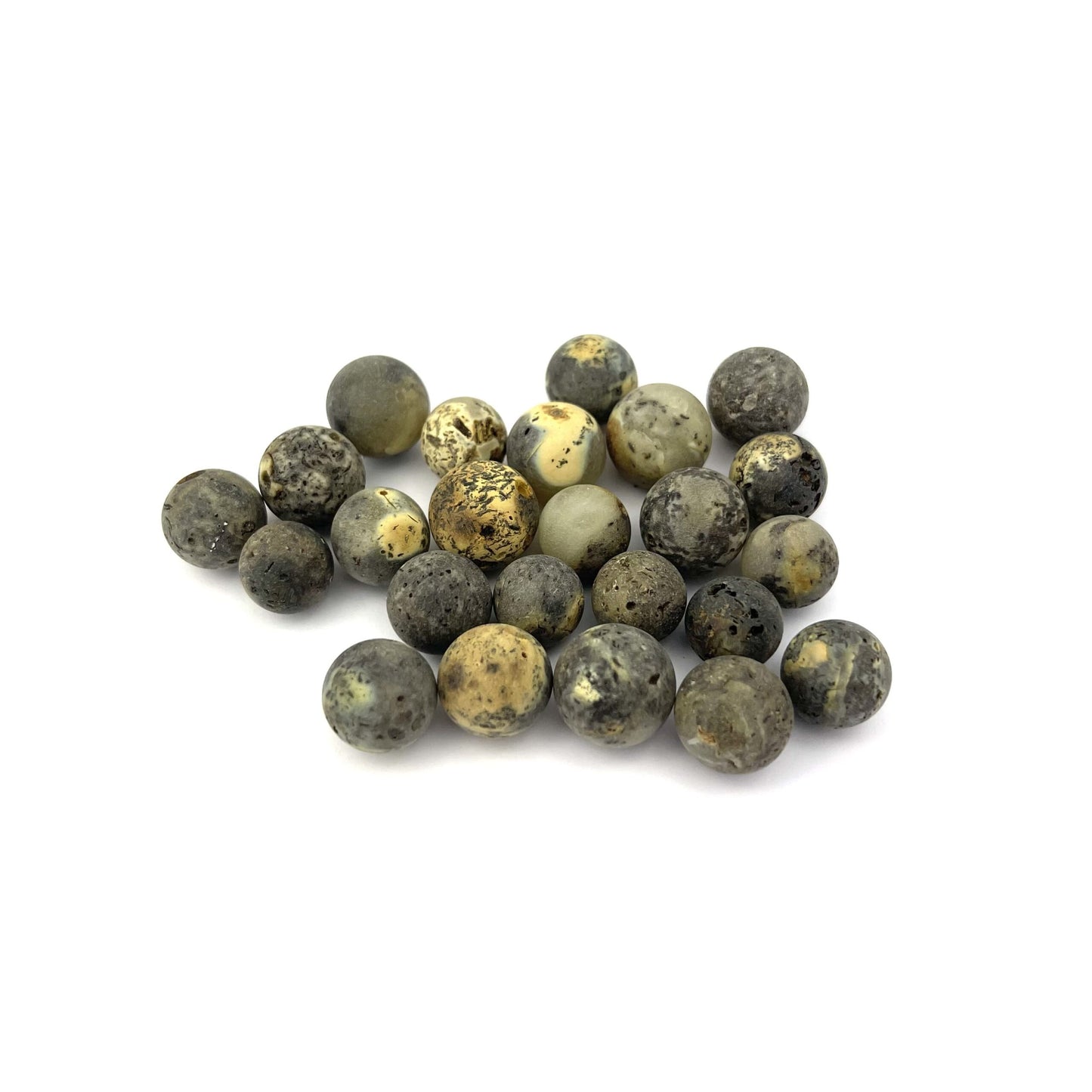 Loose Raw Perfect Round Green Amber Beads, Not Drilled, 50g