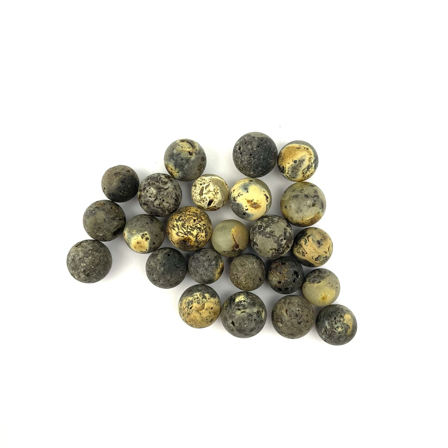 Loose Raw Perfect Round Green Amber Beads, Not Drilled, 50g