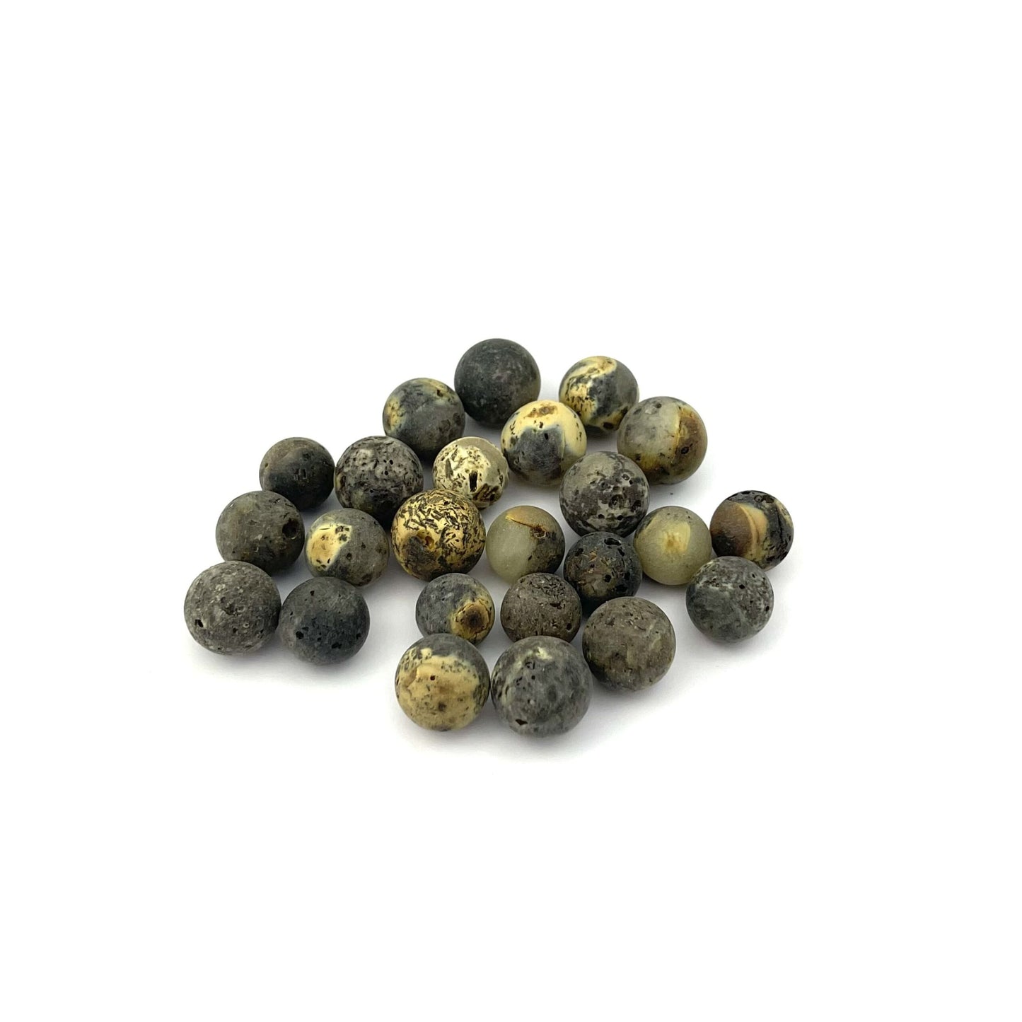 Loose Raw Perfect Round Green Amber Beads, Not Drilled, 50g