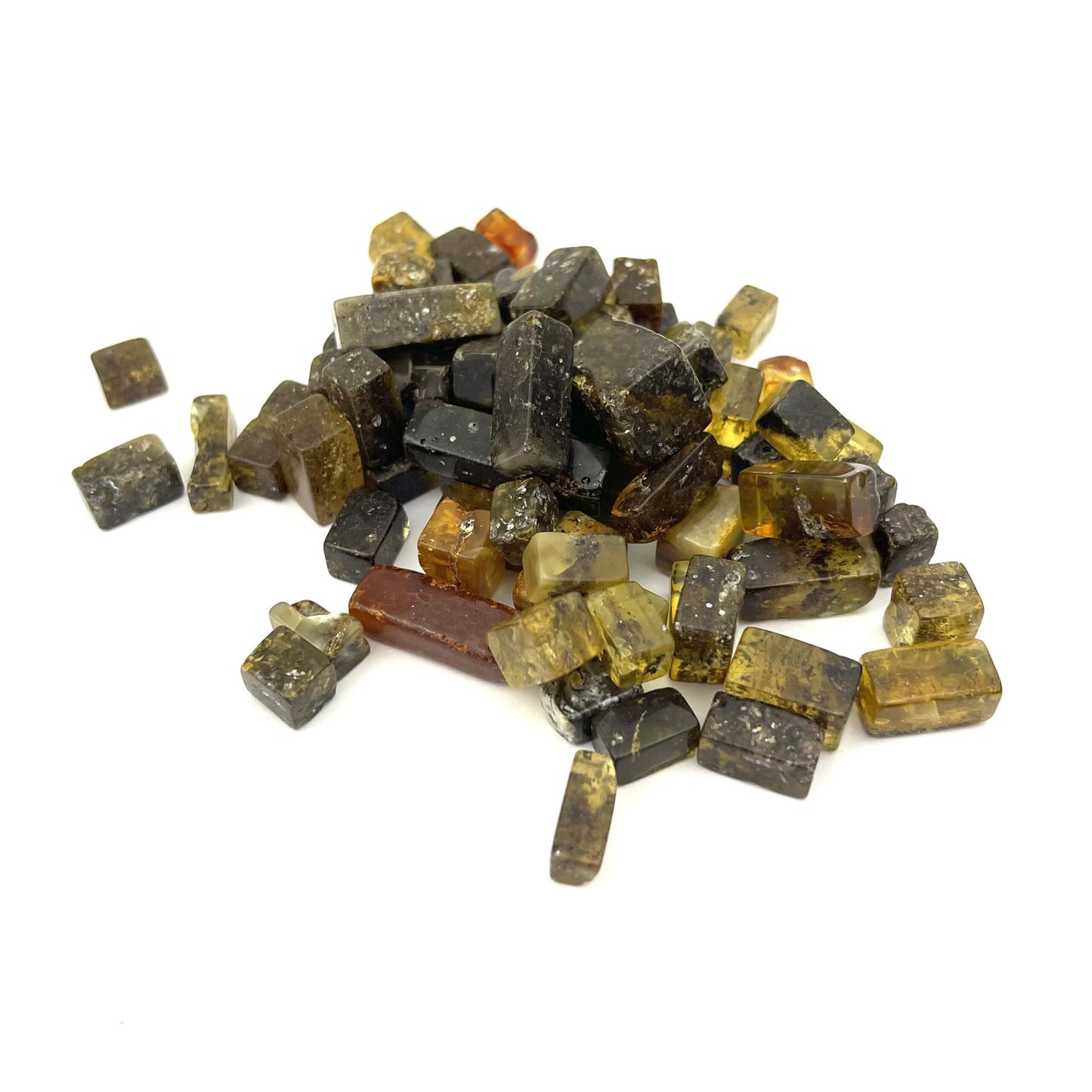 Loose Polished Square Multicolor Beads, Not Drilled, 100g