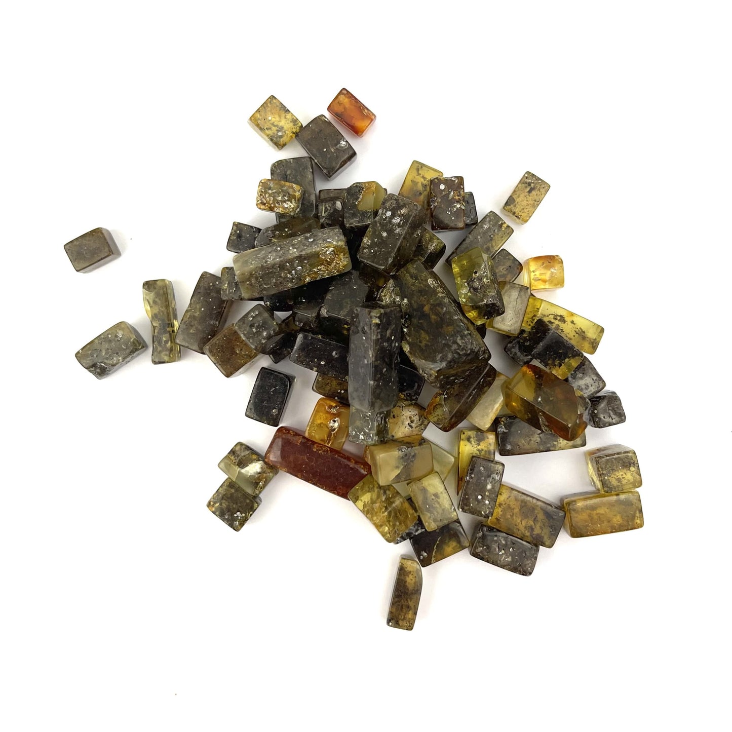 Loose Polished Square Multicolor Beads, Not Drilled, 100g