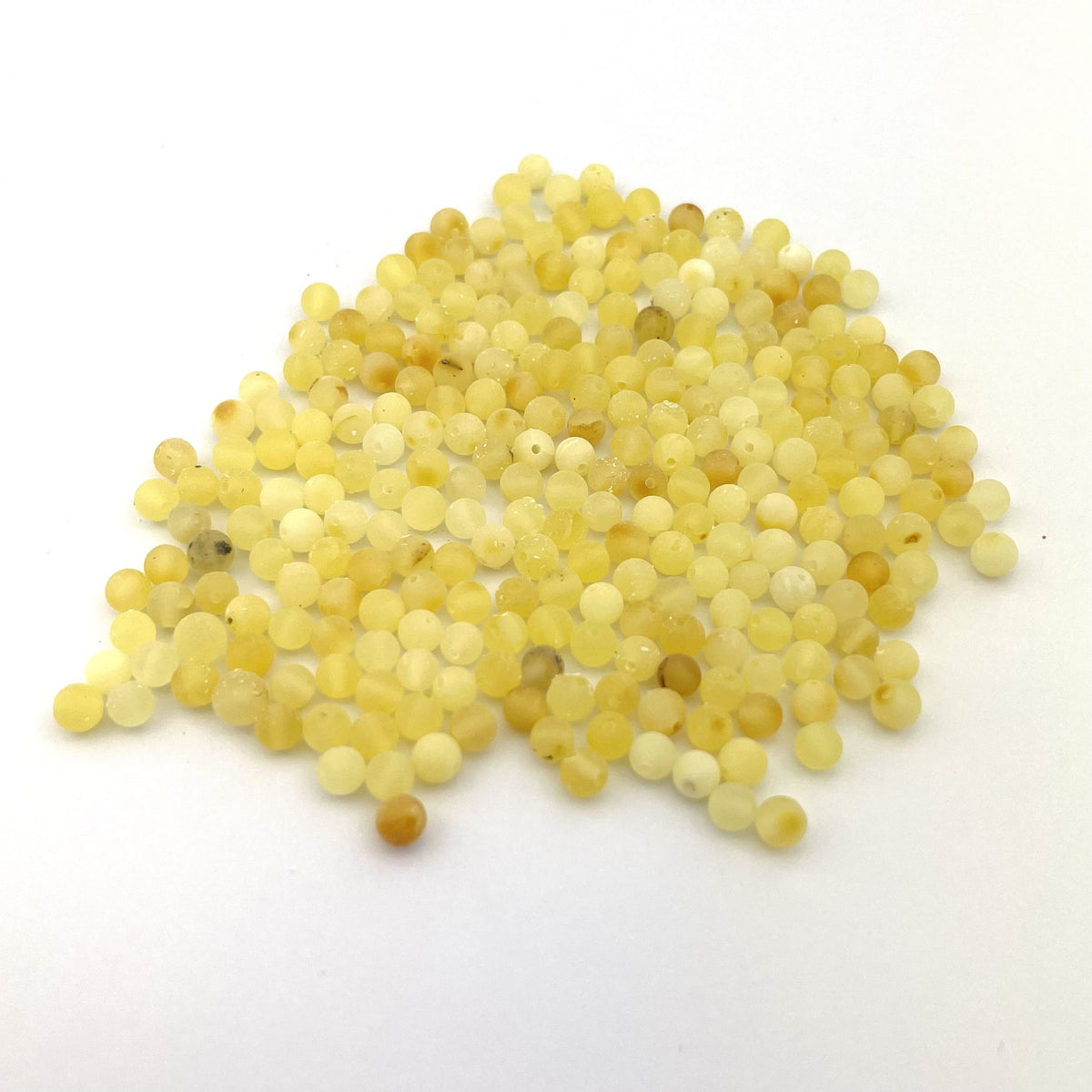 Loose Raw Polished Perfect Round Butter and Lemon Beads, Drilled, 50g