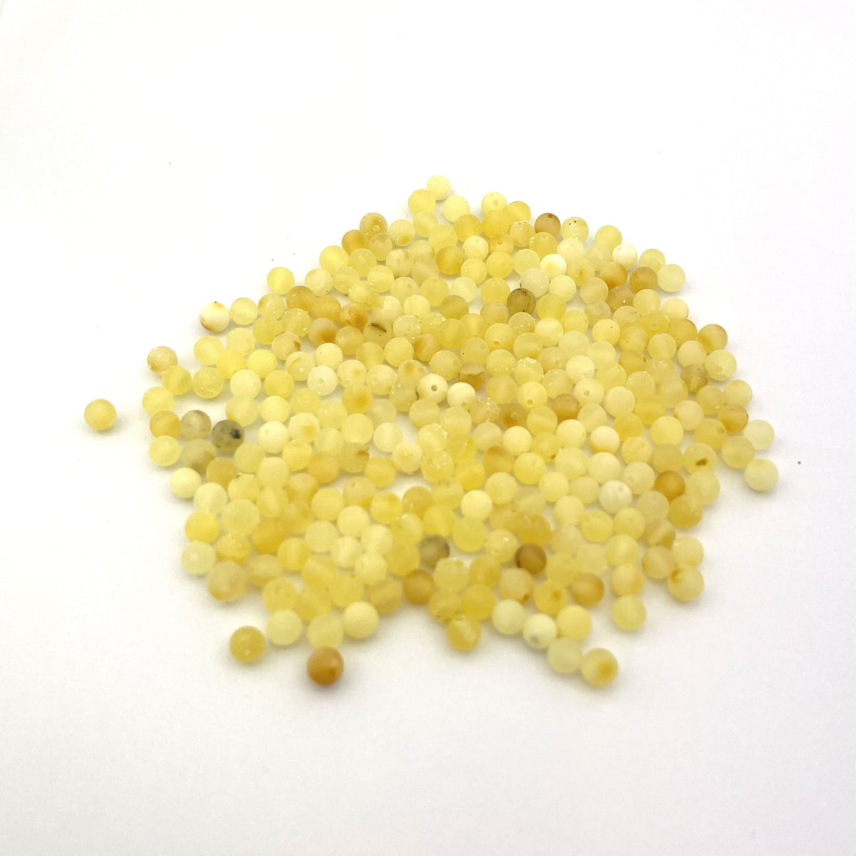 Loose Raw Polished Perfect Round Butter and Lemon Beads, Drilled, 50g