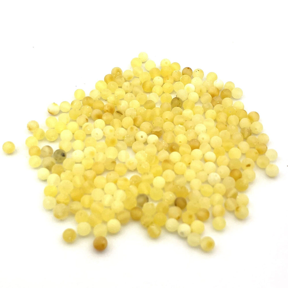 Loose Raw Polished Perfect Round Butter and Lemon Beads, Drilled, 50g