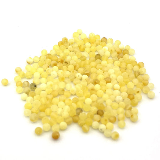 Loose Raw Polished Perfect Round Butter and Lemon Beads, Drilled, 50g