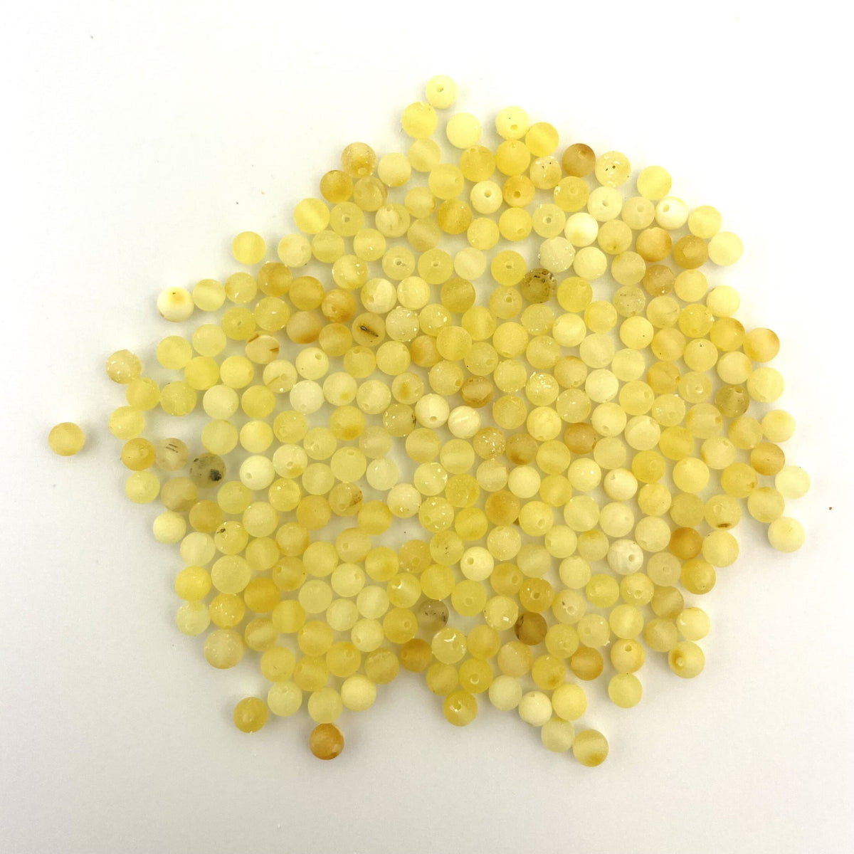 Loose Raw Polished Perfect Round Butter and Lemon Beads, Drilled, 50g