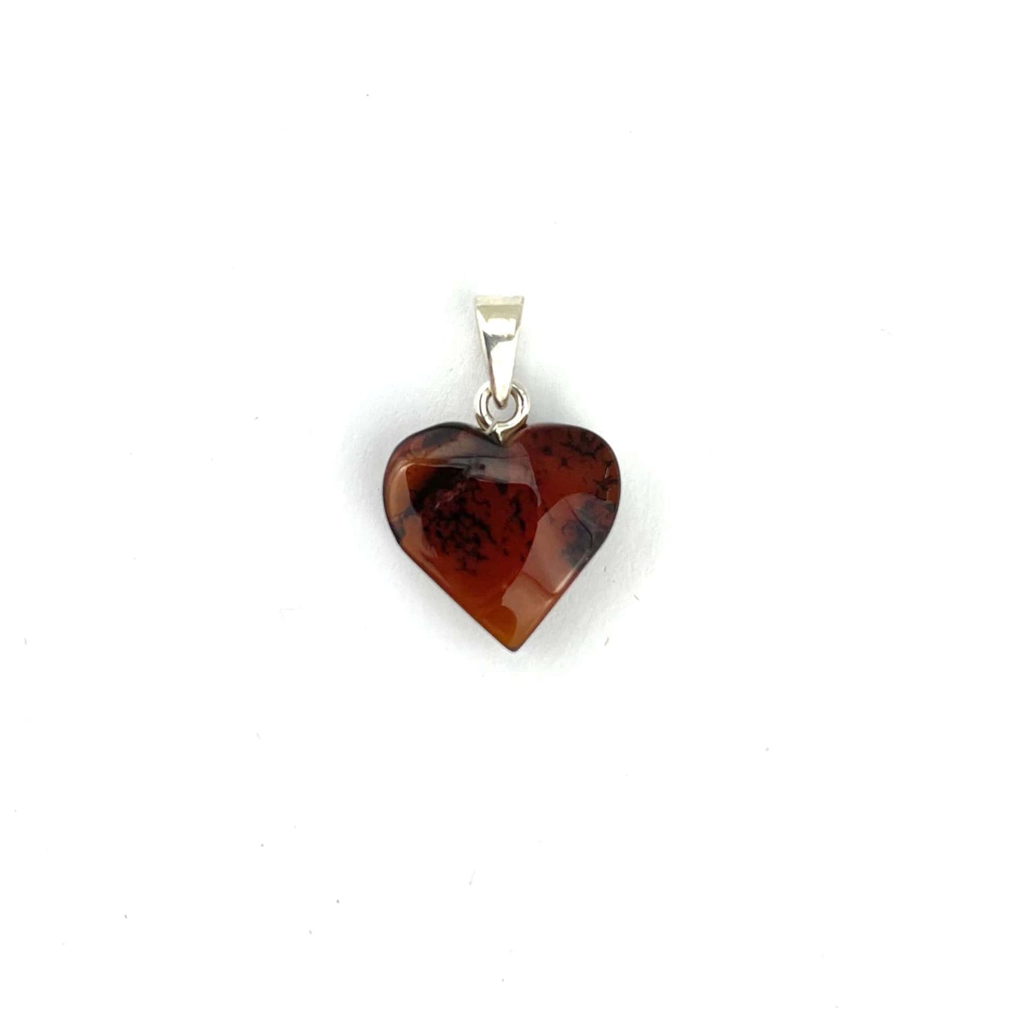 Polished Cognac Color Heart Silver Pendant