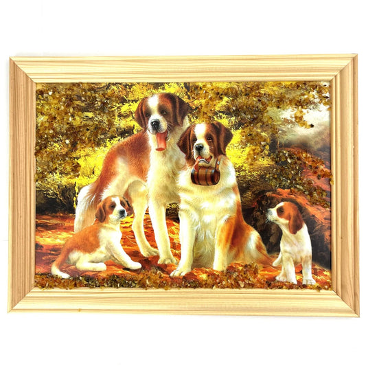 Natural Amber Landscape Art Image | Puppies | Medium