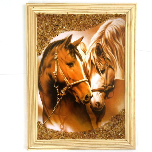 Natural Amber Landscape Art Image | Horses | Medium