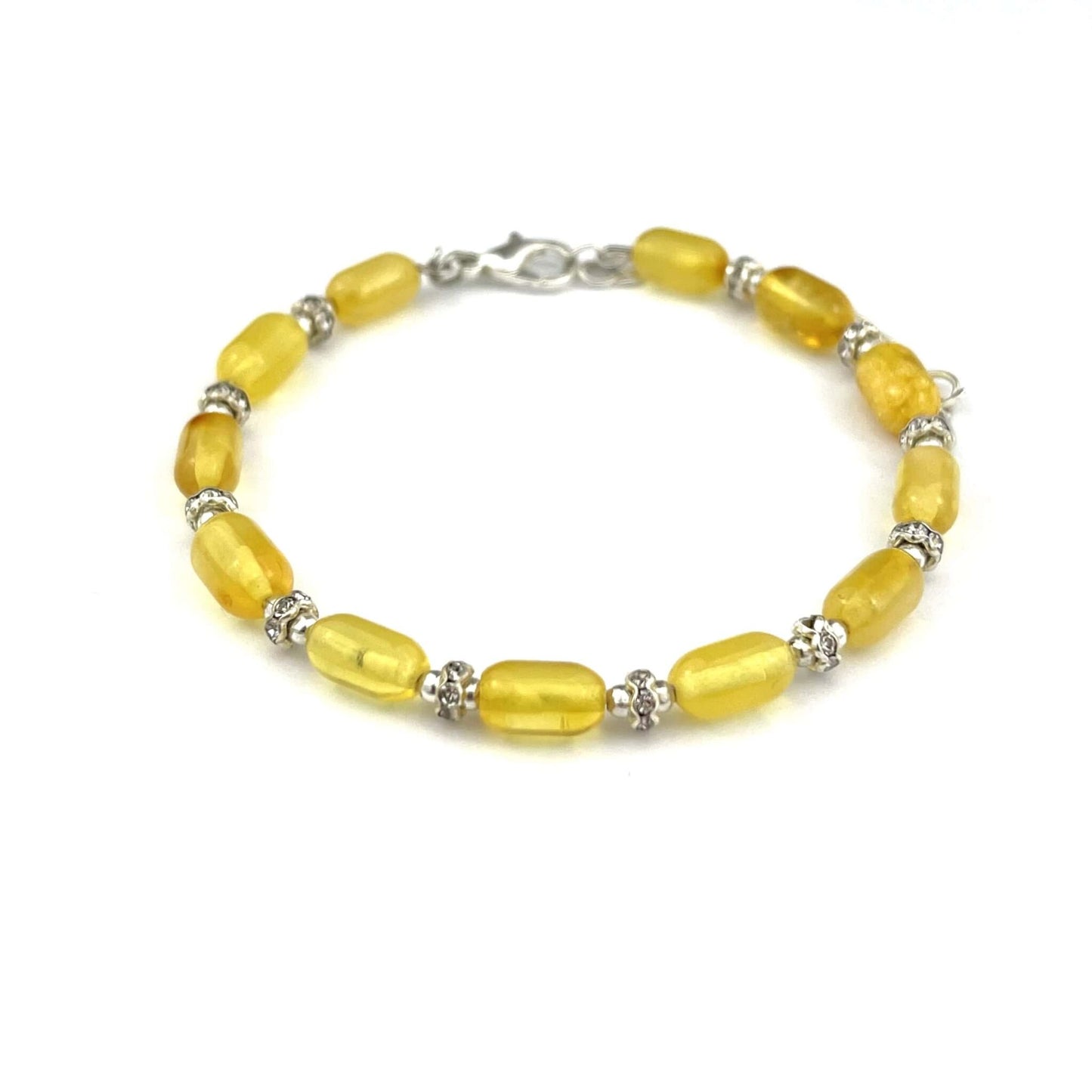 Polished Cylinder Beads Lemon Color Bracelet