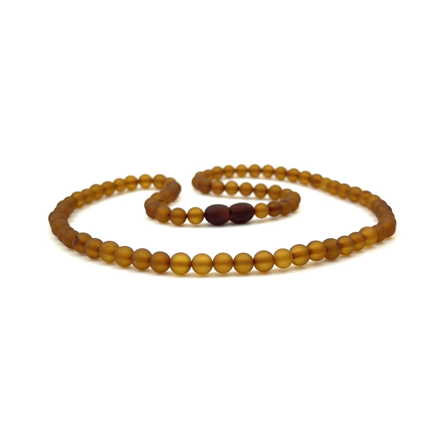 Raw Perfect Round Beads Cognac Necklace