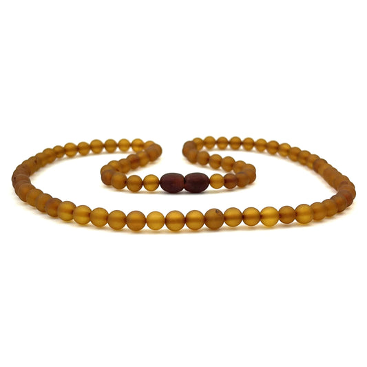 Raw Perfect Round Beads Cognac Necklace