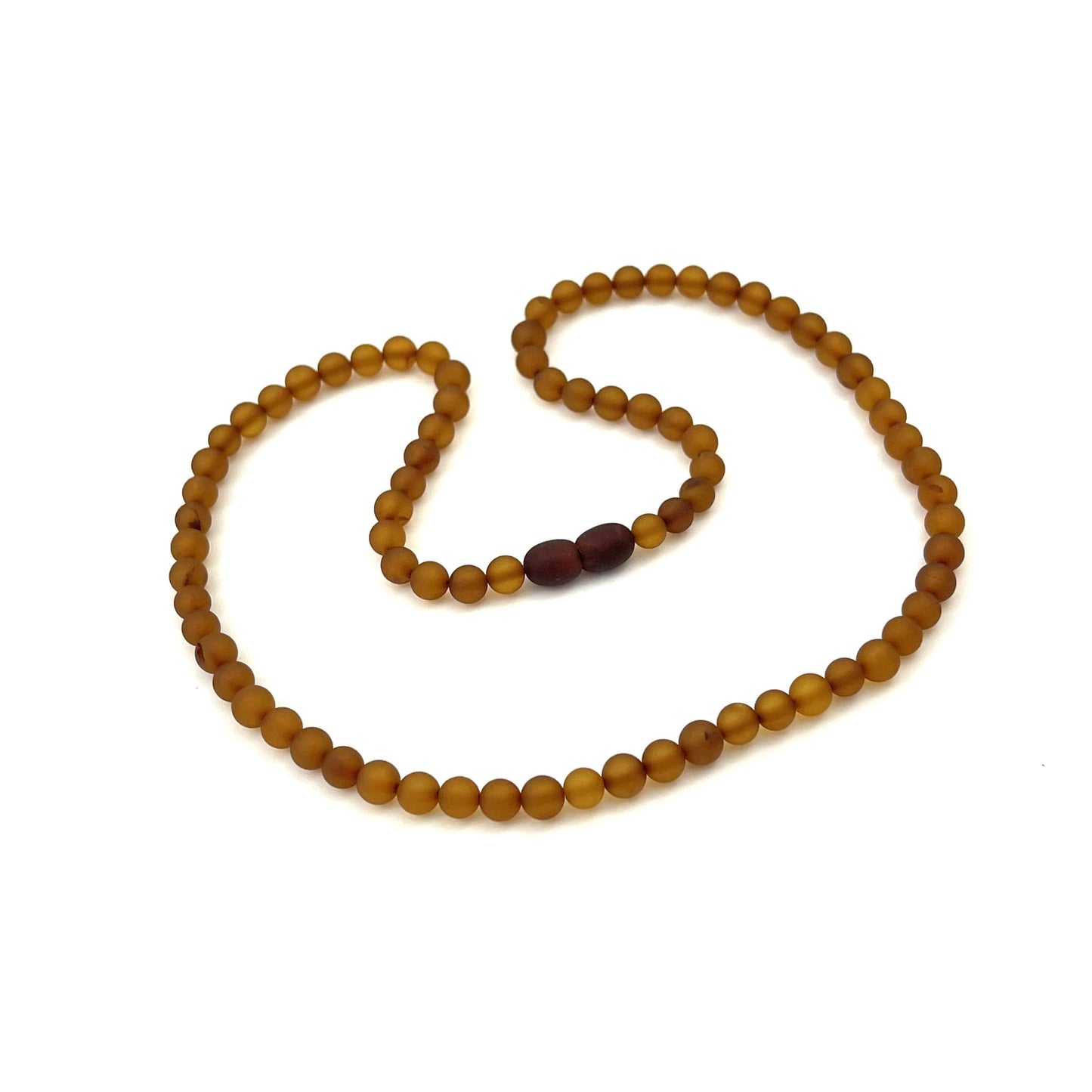 Raw Perfect Round Beads Cognac Necklace