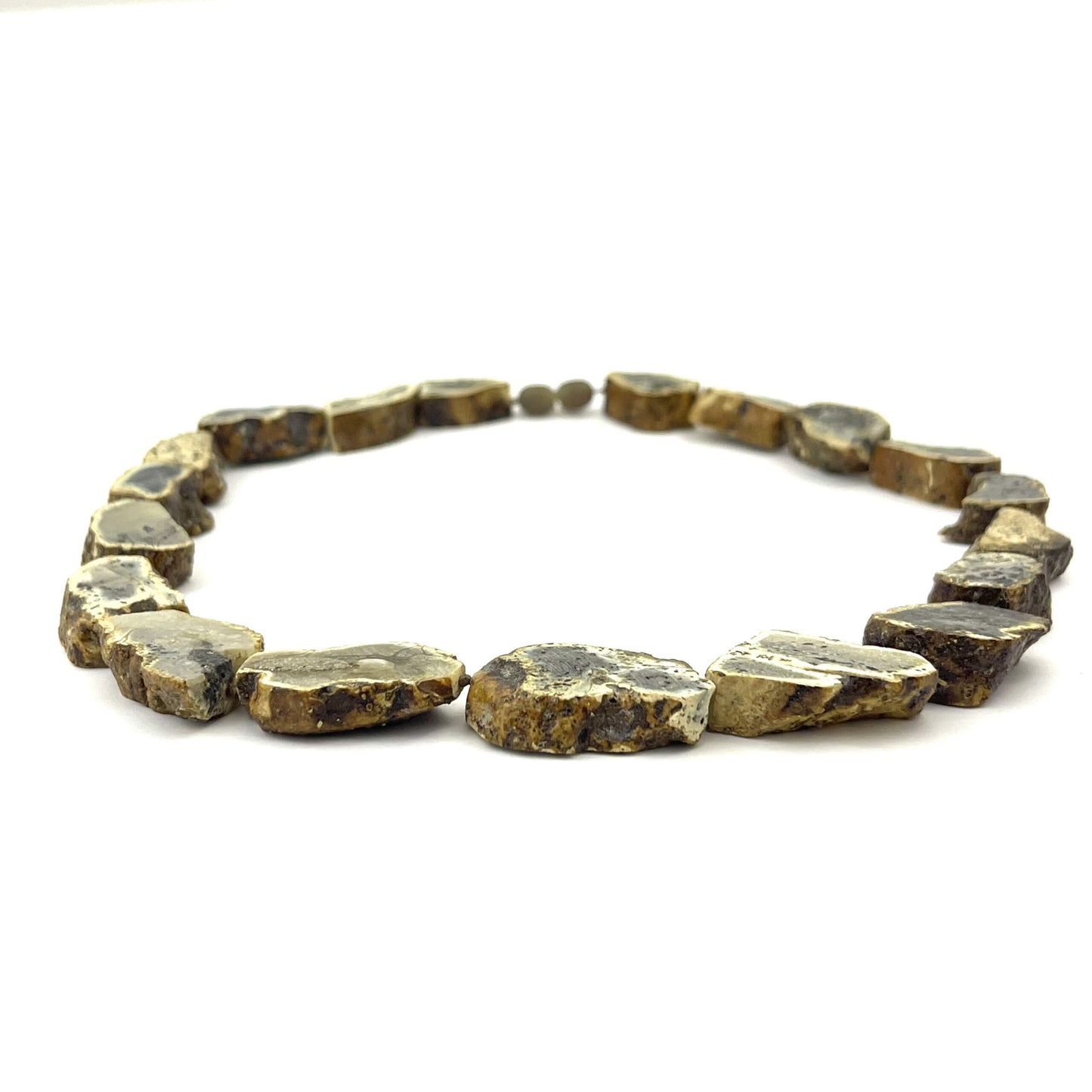 Raw Natural Shape Amber Beads Green Color Necklace