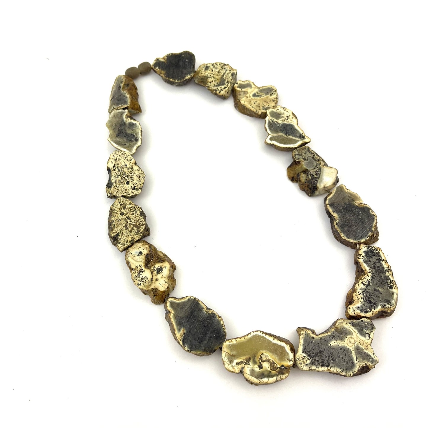 Raw Natural Shape Amber Beads Green Color Necklace