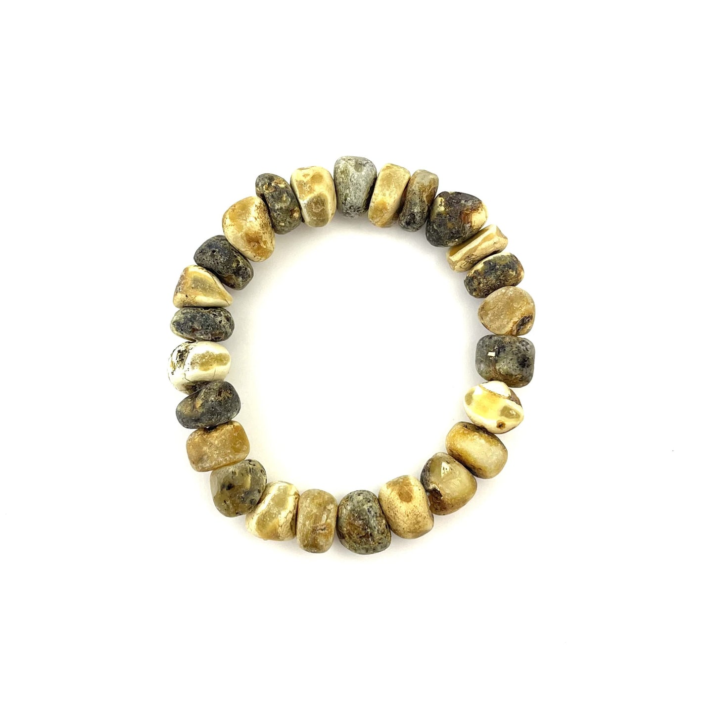 Raw Massive Oval Beads Light Green Amber Bracelet