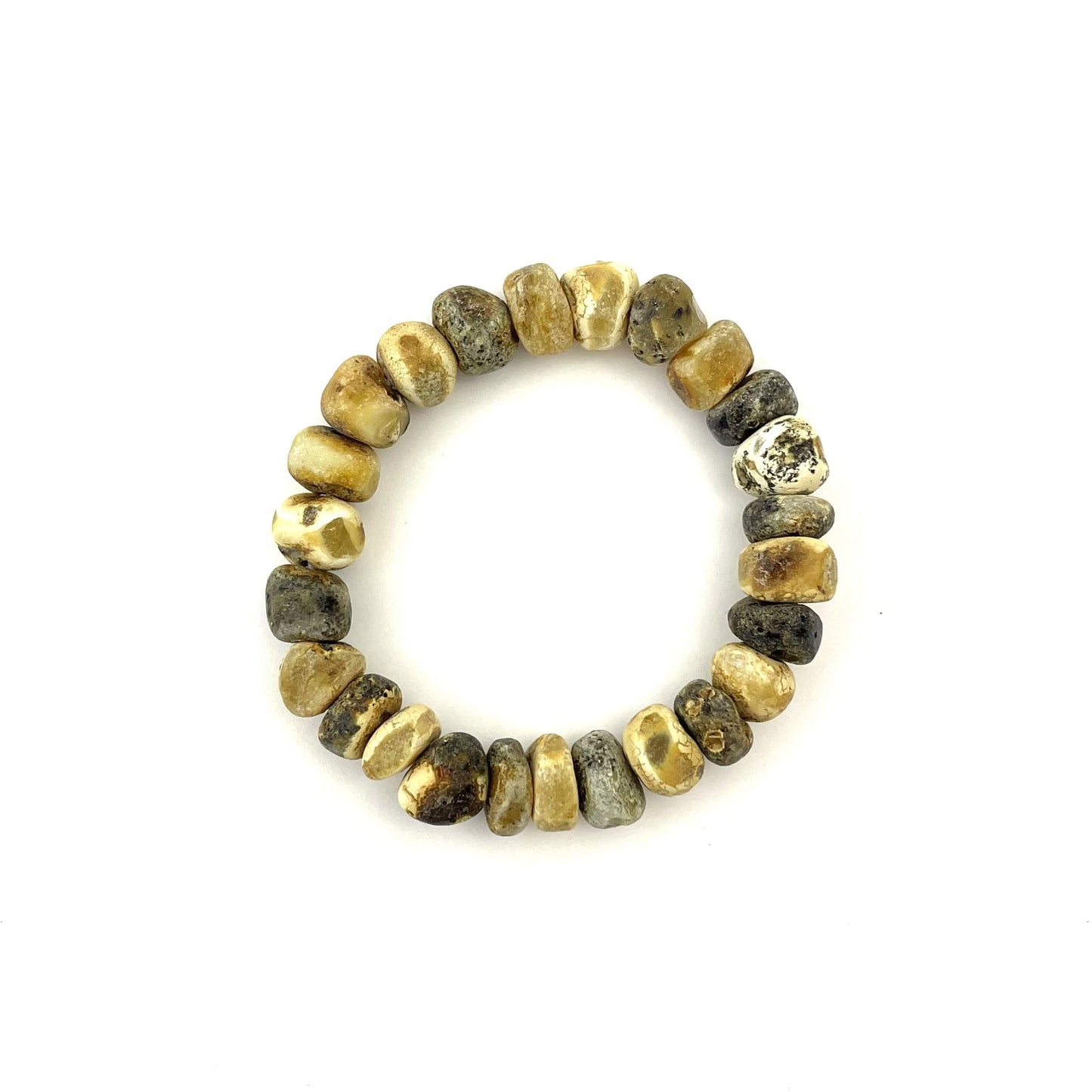 Raw Massive Oval Beads Light Green Amber Bracelet