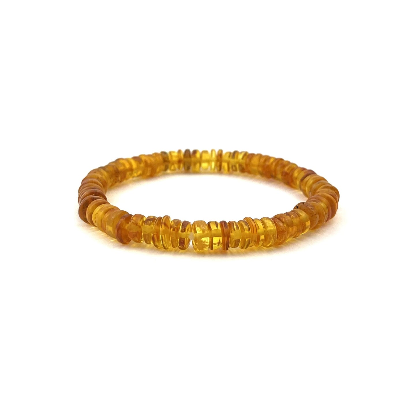 Polished Flat Round Beads Honey Bracelet
