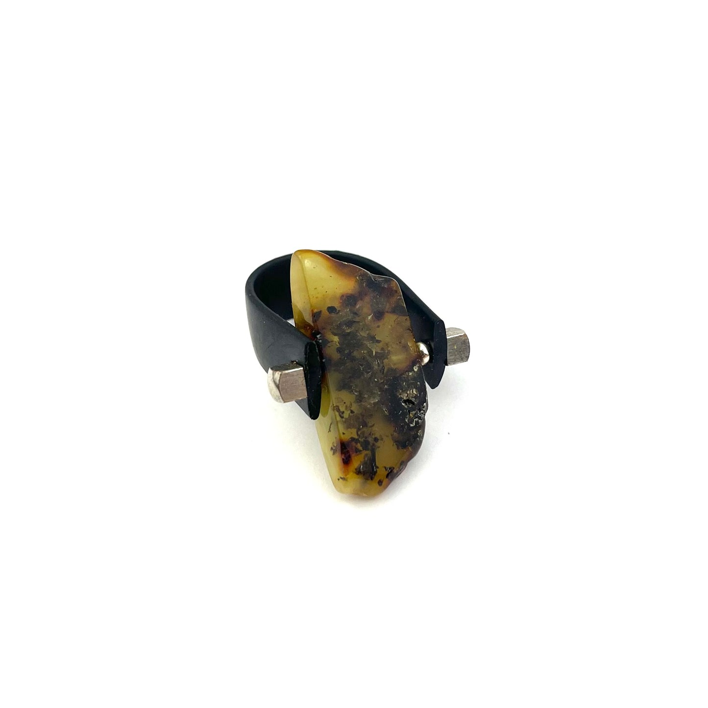 Polished Natural Shape Green Color Ring