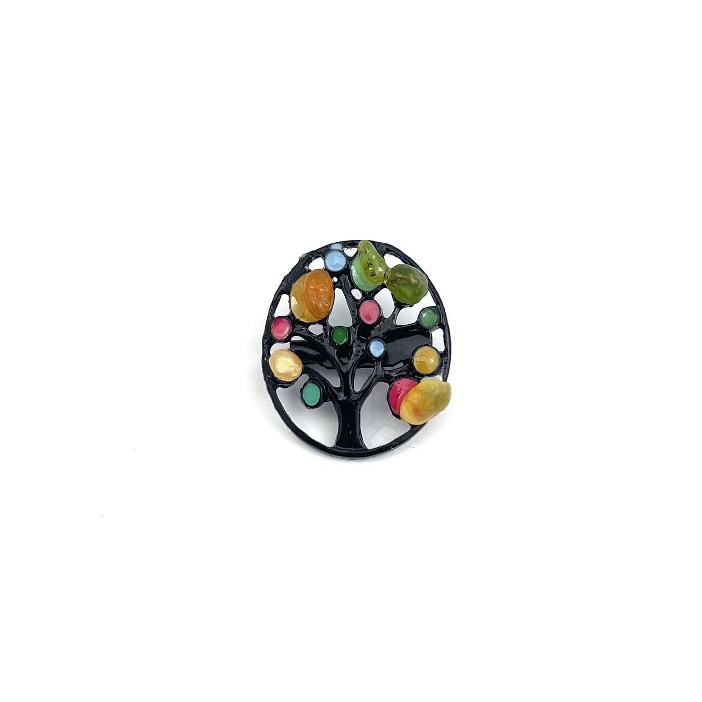 Multicolor Tree Brooch Decorated With Natural Baltic Amber Stone