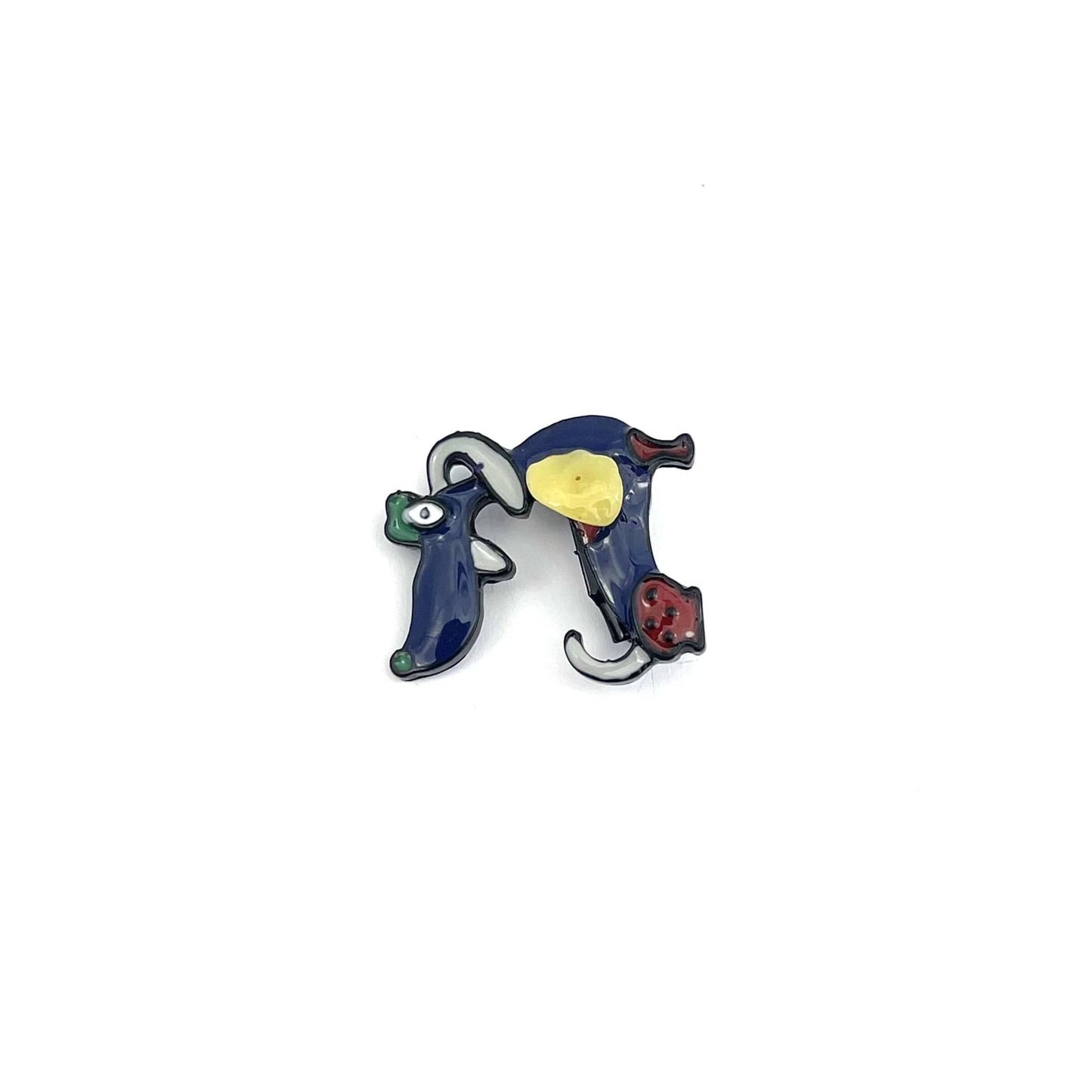 Blue Dog Brooch Decorated With Natural Baltic Amber Stone